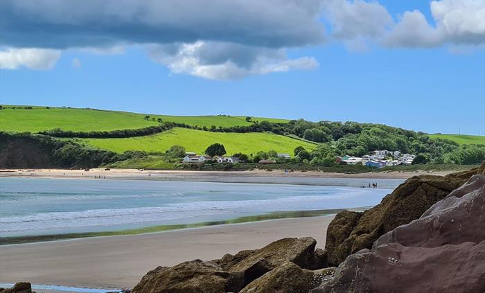 Freshwater Bay Beach Pembroke, a wonderful beach with sand dunes, rock pools and dog friendly all year round.